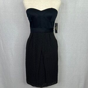 LAUNDRY By Shelli Segal NWT Black strapless Eyelet Dress Sz  2